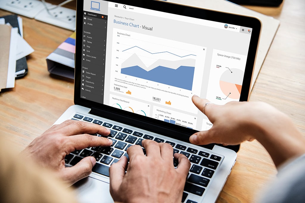 Grow-Business grow business statistics on laptop